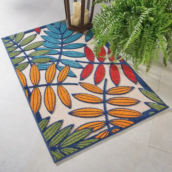 Multicolored Leaves Indoor Outdoor Area Rug Photo 5