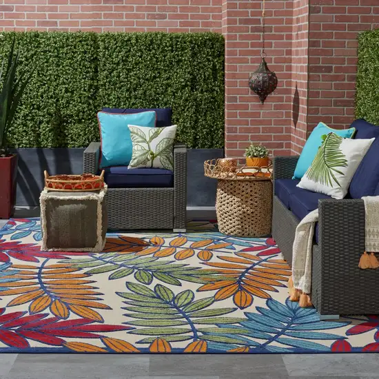 Multicolored Leaves Indoor Outdoor Area Rug Photo 3