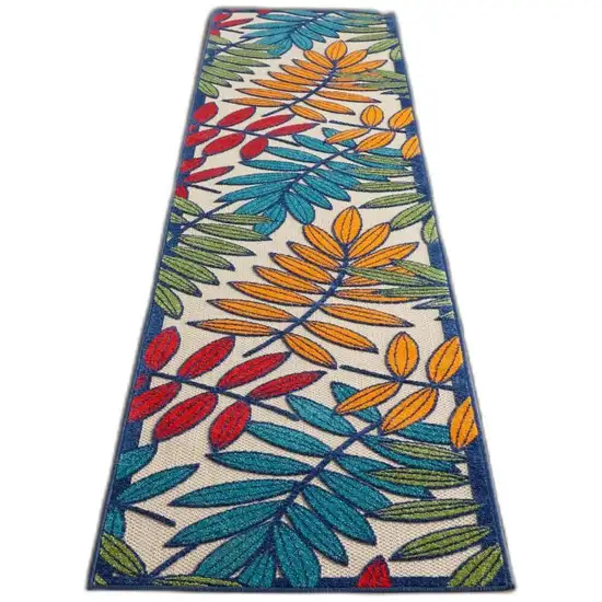 Multicolored Leaves Indoor Outdoor Runner Rug Photo 7