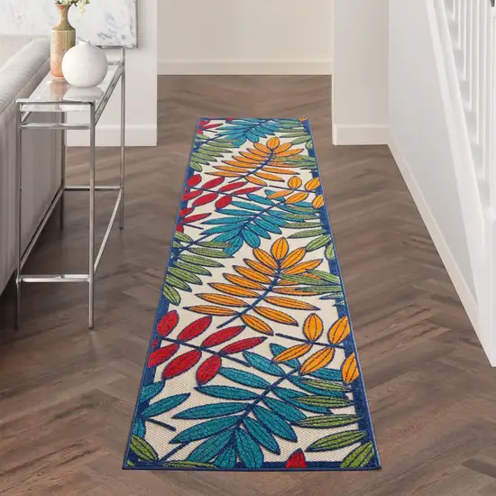 Multicolored Leaves Indoor Outdoor Runner Rug Photo 6