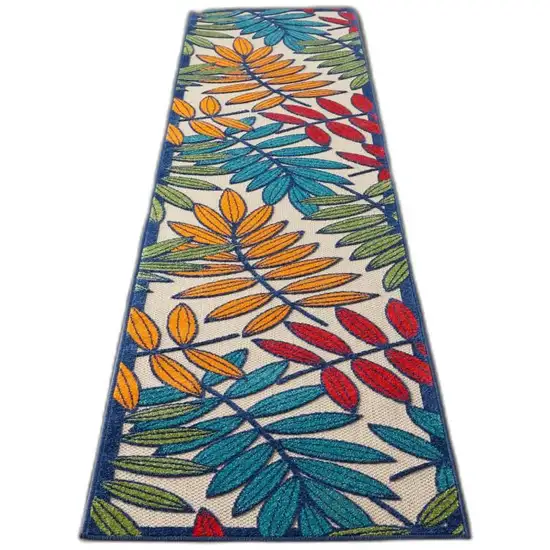 Multicolored Leaves Indoor Outdoor Runner Rug Photo 9