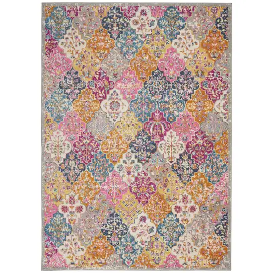 Muted Brights Floral Diamond Area Rug Photo 1