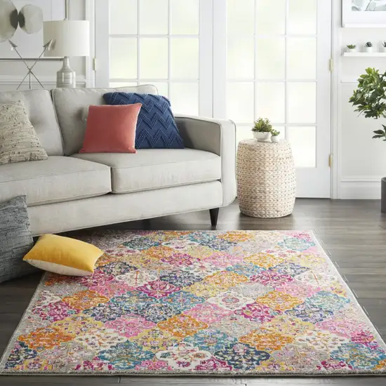 Muted Brights Floral Diamond Area Rug Photo 5