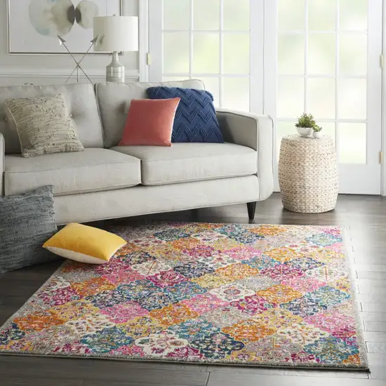 Muted Brights Floral Diamond Area Rug Photo 6