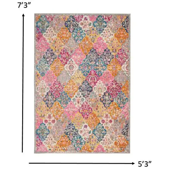 Muted Brights Floral Diamond Area Rug Photo 4