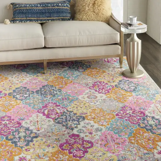 Muted Brights Floral Diamond Area Rug Photo 5