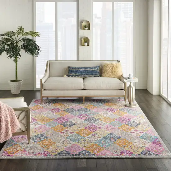 Muted Brights Floral Diamond Area Rug Photo 4