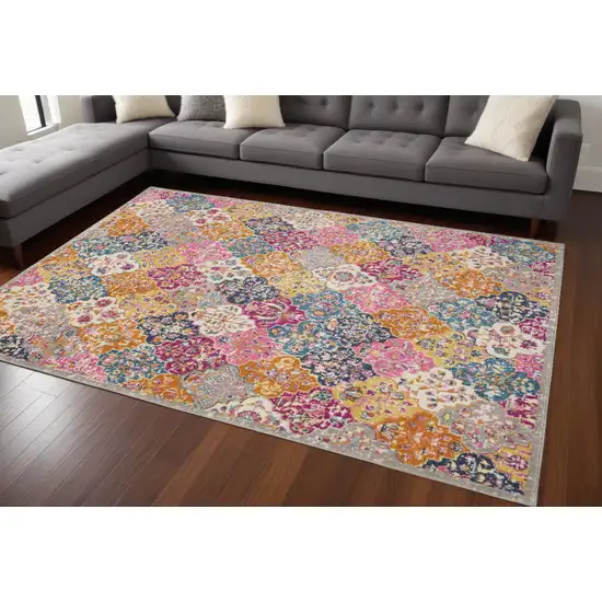 Pink And Gray Geometric Dhurrie Area Rug Photo 1