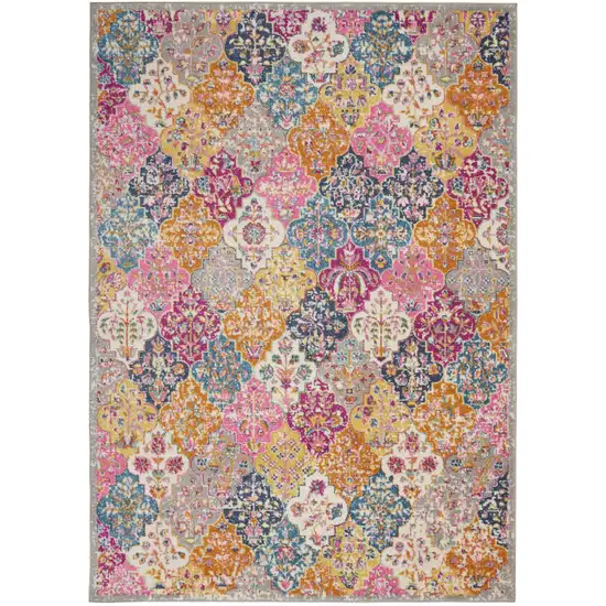 Pink And Gray Geometric Dhurrie Area Rug Photo 9