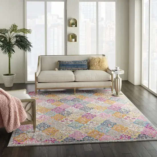 Muted Brights Floral Diamond Area Rug Photo 6