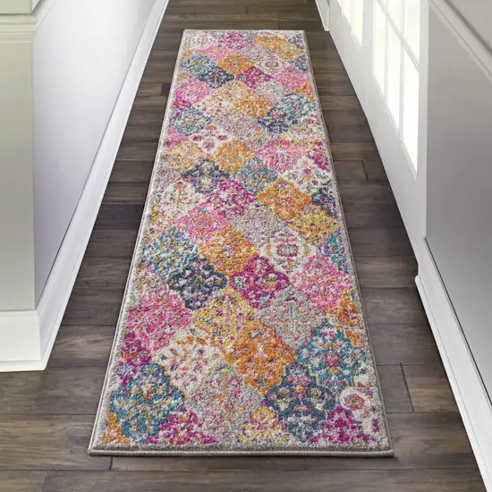 Muted Brights Floral Diamond Runner Rug Photo 4