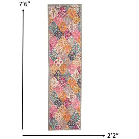 Muted Brights Floral Diamond Runner Rug Photo 3