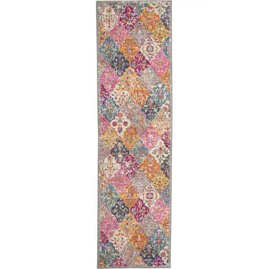 Muted Brights Floral Diamond Runner Rug Photo 1