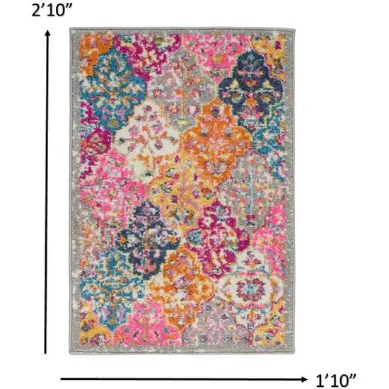 Pink And Gray Geometric Dhurrie Area Rug Photo 3