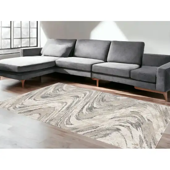 Natural Abstract Wave Brushstrokes Indoor Area Rug Photo 1