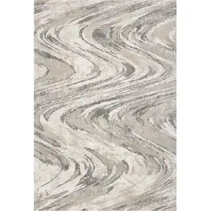 Photo of Natural Abstract Wave Brushstrokes Indoor Area Rug