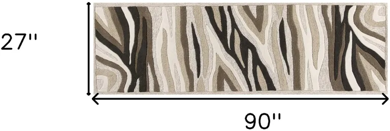 Natural Abstract Waves Wool Runner Rug Photo 5