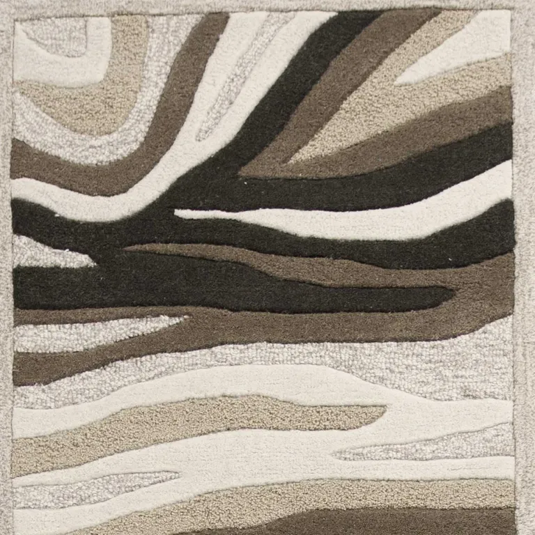 Natural Abstract Waves Wool Runner Rug Photo 3