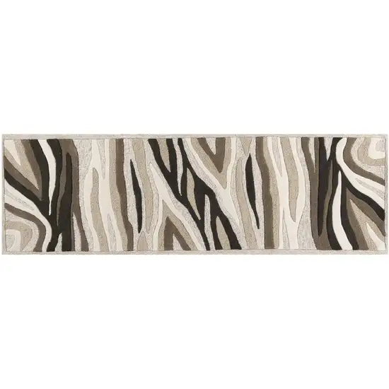 Natural Abstract Waves Wool Runner Rug Photo 2