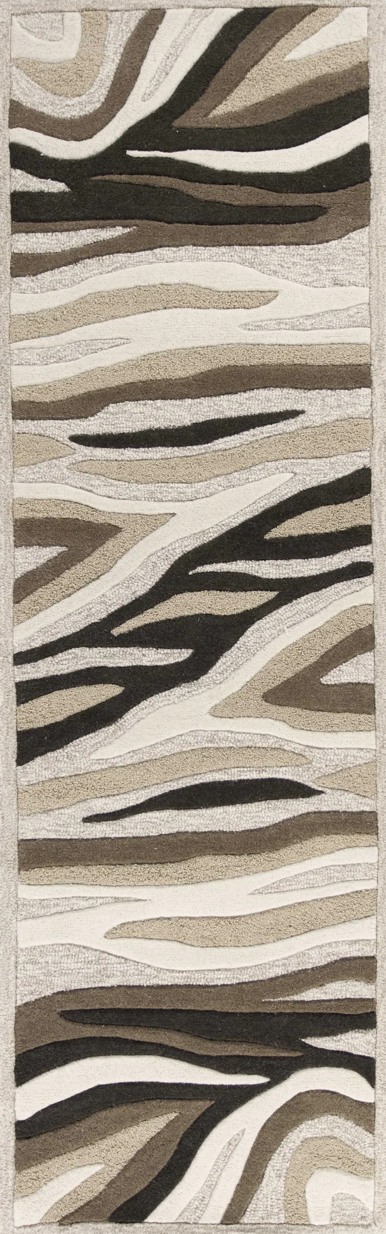 Natural Abstract Waves Wool Runner Rug Photo 1