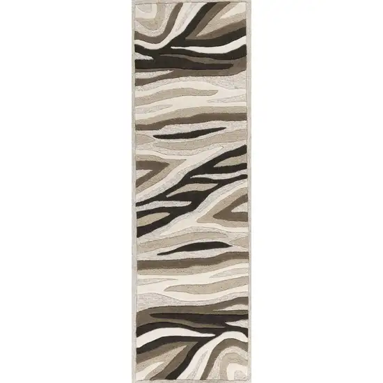 Natural Abstract Waves Wool Runner Rug Photo 1