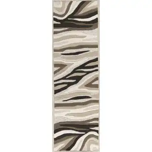 Photo of Natural Abstract Waves Wool Runner Rug