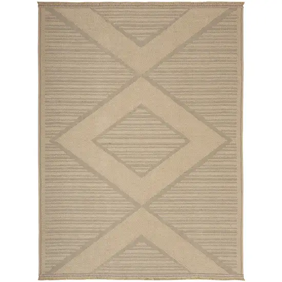 Natural And Beige Geometric Flatweave Non Skid Area Rug With Fringe Photo 4