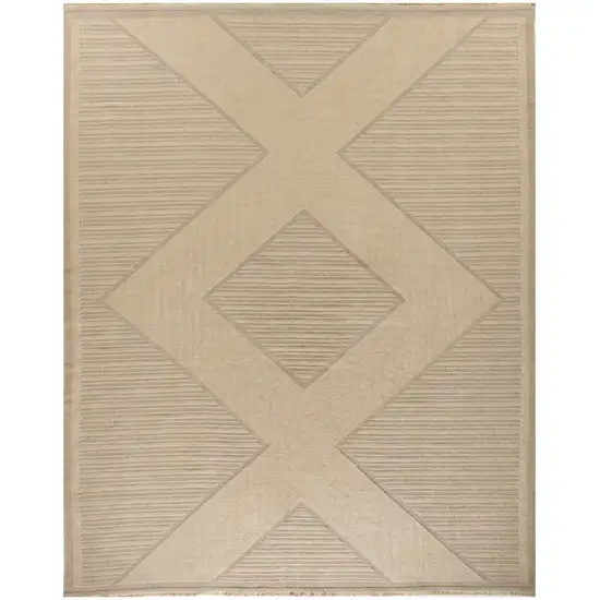 Natural And Beige Geometric Flatweave Non Skid Area Rug With Fringe Photo 5