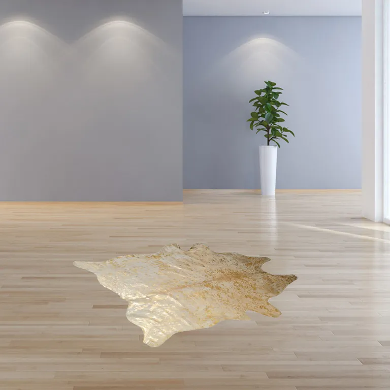 Natural And Gold Cowhide - Area Rug Photo 3