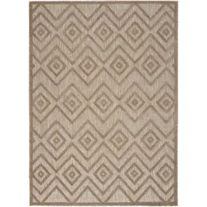 Photo of Natural Beige Argyle Indoor Outdoor Area Rug