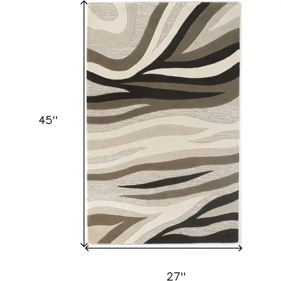 2'X4' Natural Beige Hand Tufted Abstract Waves Indoor Accent Rug Photo 8