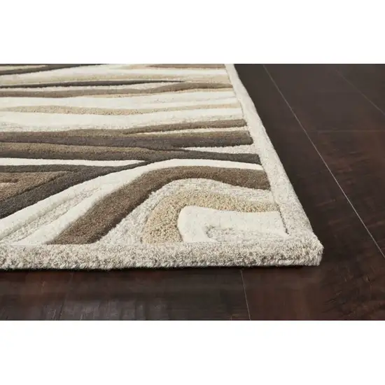 Natural Beige Hand Tufted Abstract Waves Indoor Accent Rug Photo 4