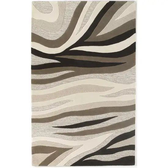 Natural Beige Hand Tufted Abstract Waves Indoor Accent Rug Photo 1