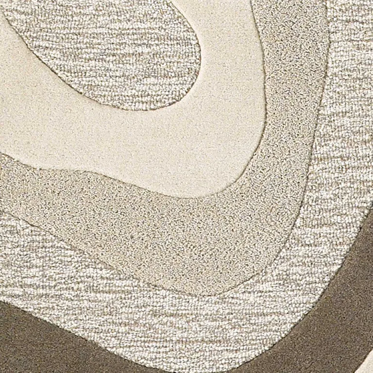 Natural Beige Hand Tufted Abstract Waves Indoor Accent Rug Photo 2