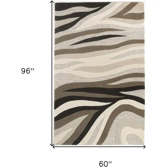 Natural Beige Hand Tufted Abstract Waves Indoor Area Rug Photo 3