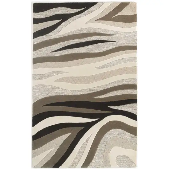 Natural Beige Hand Tufted Abstract Waves Indoor Area Rug Photo 2