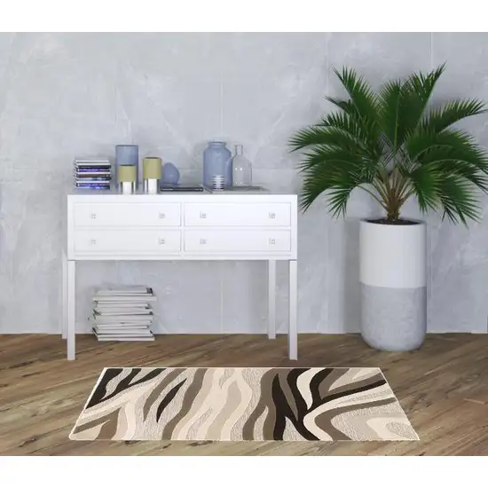 Natural Beige Hand Tufted Abstract Waves Indoor Area Rug Photo 4