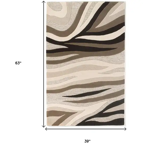 Natural Beige Hand Tufted Abstract Waves Indoor Area Rug Photo 5