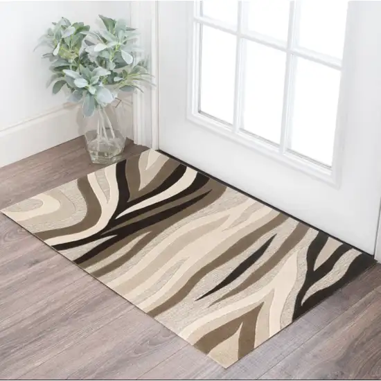 Beige Wool Abstract Hand Tufted Area Rug Photo 1