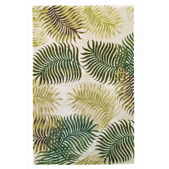 Natural Beige Hand Tufted Tropical Leaves Indoor Area Rug Photo 1