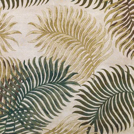 Natural Beige Hand Tufted Tropical Leaves Indoor Area Rug Photo 2