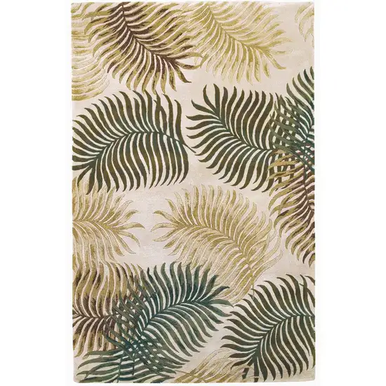 3'X5' Natural Beige Hand Tufted Tropical Leaves Indoor Area Rug Photo 1