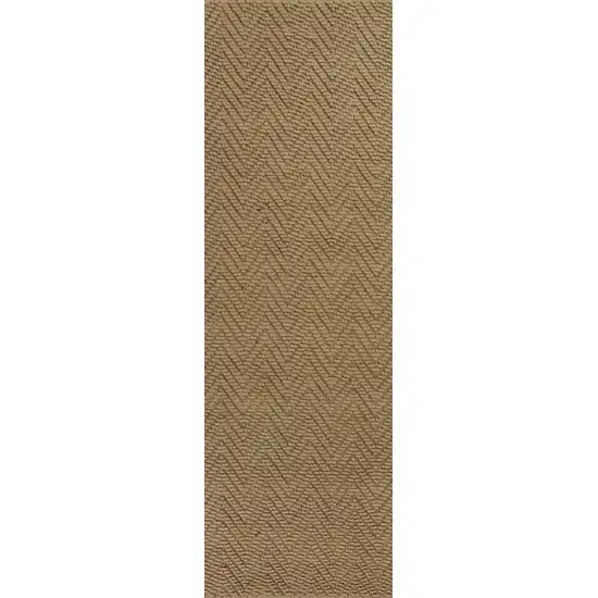 Natural Beige Hand Woven Herringbone Jute Indoor Runner Rug Photo 1