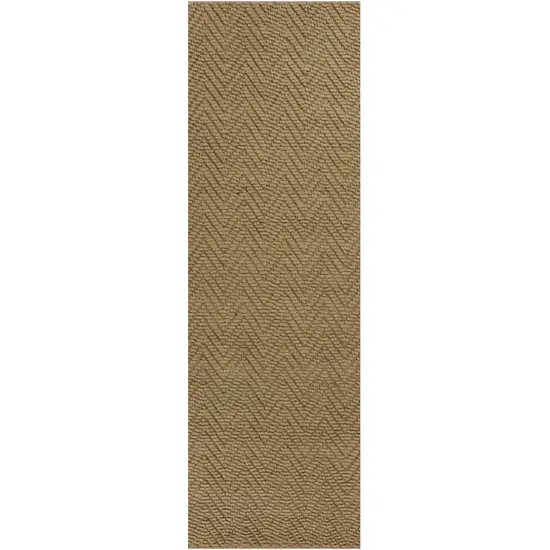 8' Natural Beige Hand Woven Herringbone Jute Indoor Runner Rug Photo 2