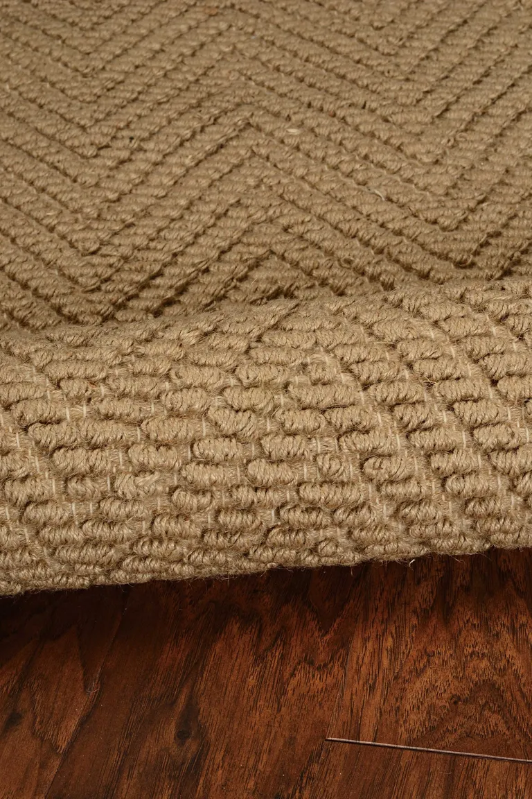 Natural Beige Hand Woven Herringbone Jute Indoor Runner Rug Photo 4