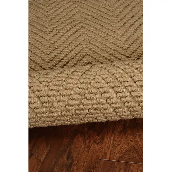 Natural Beige Hand Woven Herringbone Jute Indoor Runner Rug Photo 4