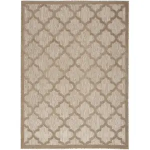 Photo of Natural Beige Ikat Indoor Outdoor Area Rug