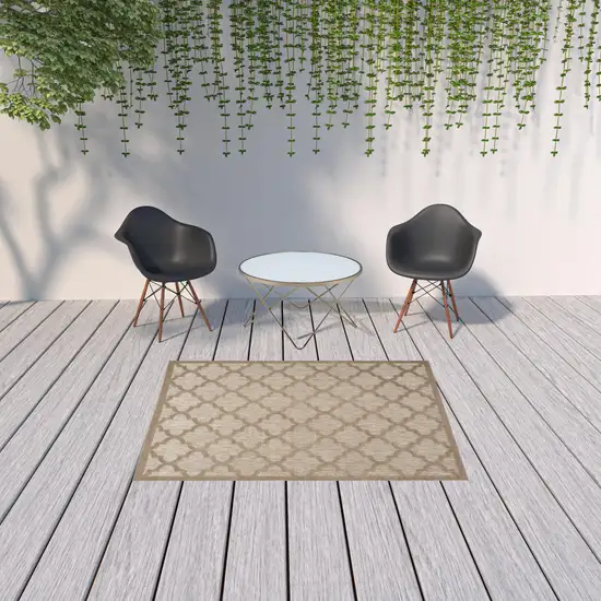 Natural Beige Ikat Indoor Outdoor Area Rug Photo 2