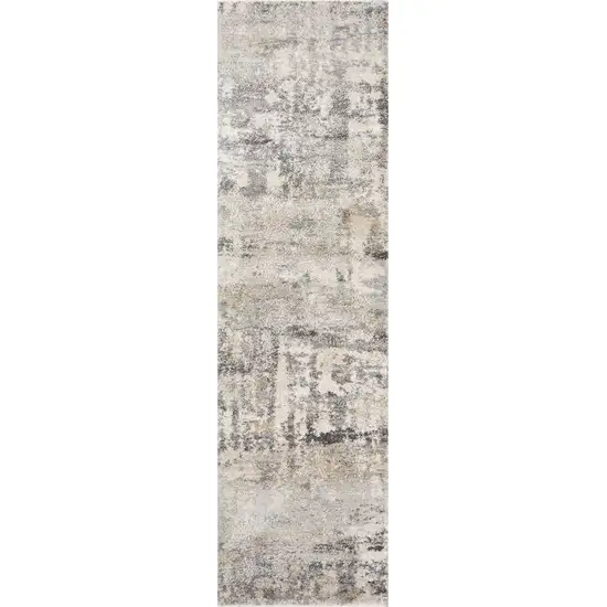 Natural Beige Machine Woven Abstract Brushstrokes Indoor Runner Rug Photo 1