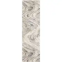 Photo of Natural Beige Machine Woven Abstract Waves Indoor Runner Rug